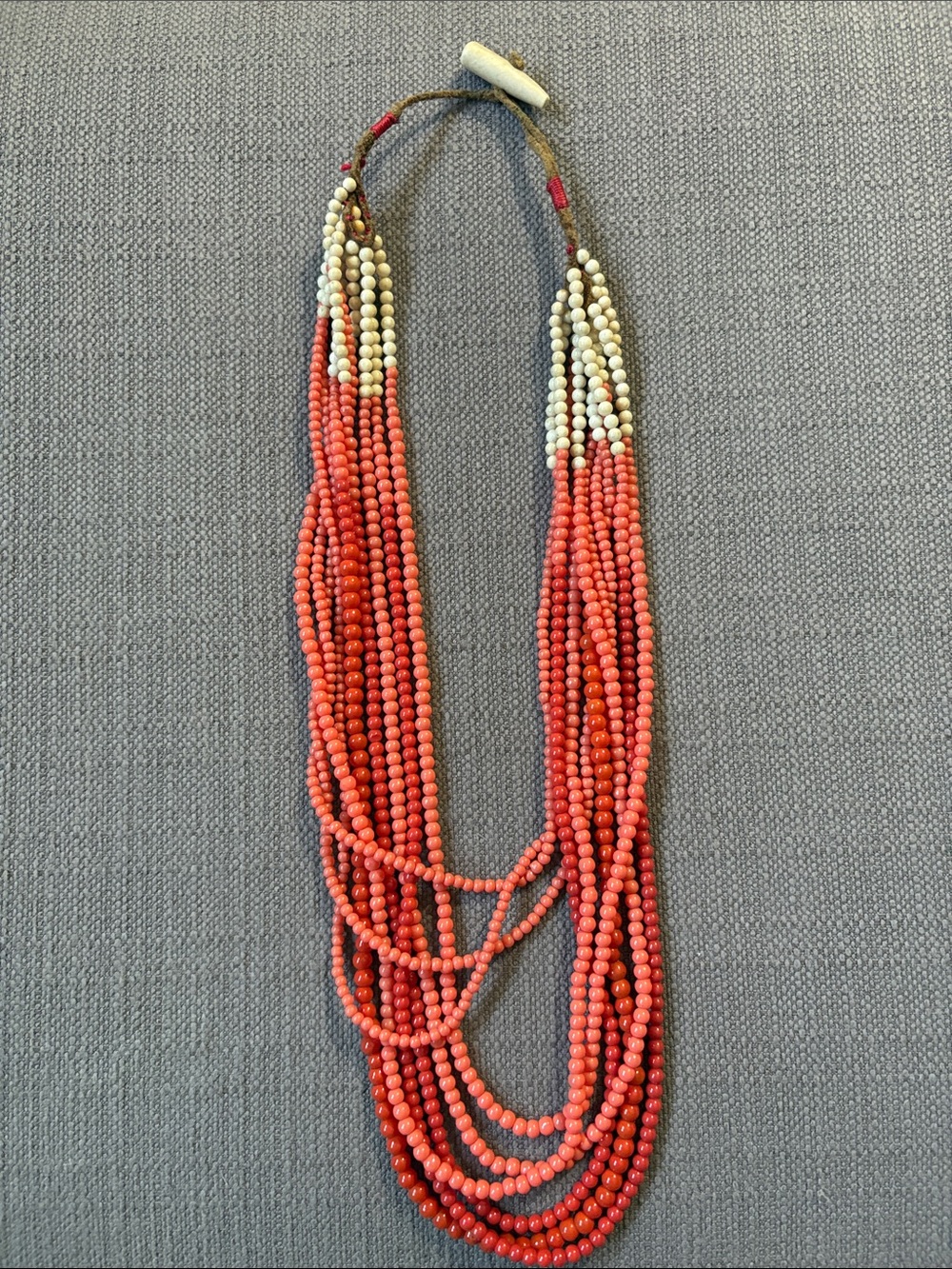 Banana Republic Coral and Ivory Layered Beaded Necklace